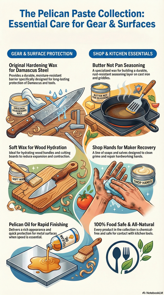 Pelican Paste Essentials: Knife Wax, Oil, Pan Seasoning, and Hand Care for the Shop and Kitchen